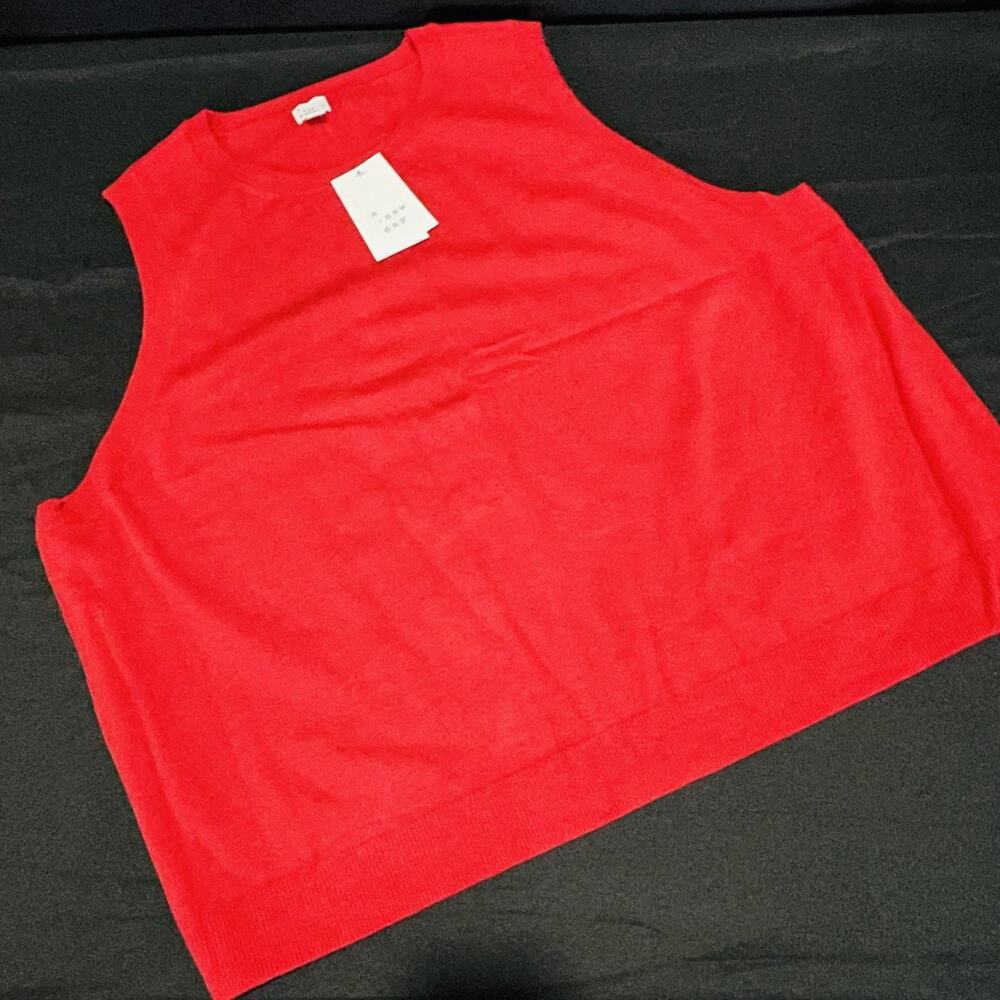 A‎ New Day Womens 3X Red Cotton Blend Sweater Sleeveless Crew Neck Knit